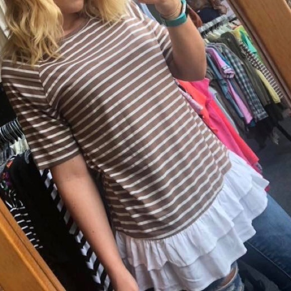 Tops - Boutique Striped Top with Lace